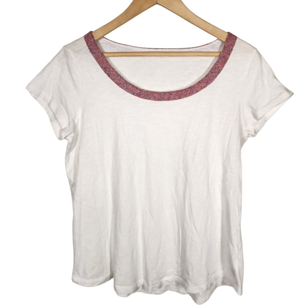 Esprit White Ringer Tee‎ XL 90s Y2K Slouchy Baby T-Shirt Whimsigoth Boho Cotton